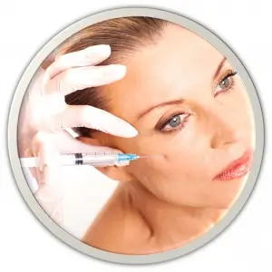 Woman getting an injection in her face